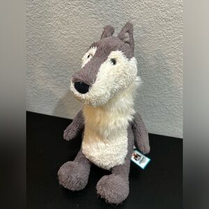 NEW Jellycat Woodruff Wolf RETIRED HTF RARE Grey White Plush Toy